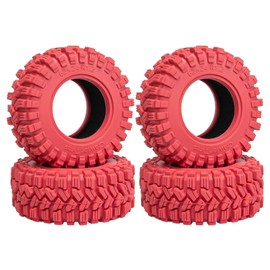 4PCS RC 1.2" Beadlock Tires 62 * 24mm Colored Rubber Crawler Tires for 1/18 Trx4m,1/24 SCX24 FCX24 RC Crawler Car (Red A)