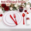 YOUBET 350PCS White Scalloped Plastic Plates for Weddings