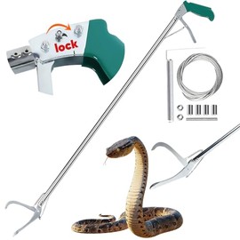 Pinzas de serpiente de 52 pulgadas con cerradura, herramienta profesional de agarre de serpientes, agarrador de serpientes de acero inoxi...