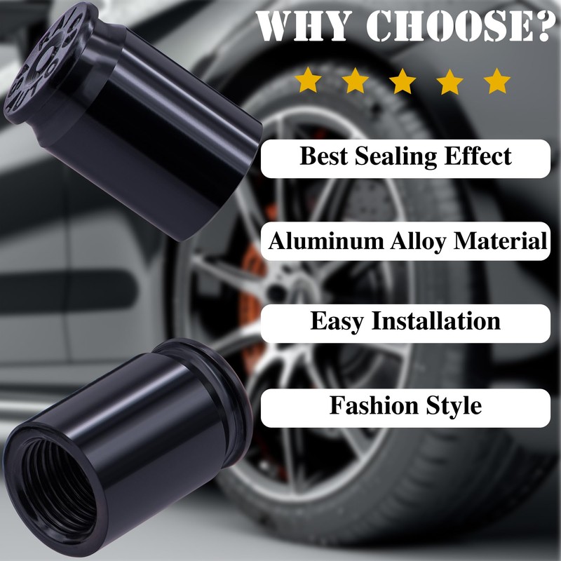 MEAJOO 4PCS Bullet Shell Tire Valve Stem Caps, Aluminum Alloy
