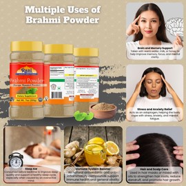 Rani Bacopa Monnieri (Waterhyssop) 7oz (200g) PET Jar ~ All Natural | No Color | Gluten Friendly | Vegan | Non-GMO | Kosher | No Salt or fillers | Indian Origin