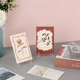 Hipiwe 3 Pack Acrylic Easel Display Stands Flat Back Plate Stands Clear Table Card Holder Picture Frame Stand for Shelves Home Decor, 3 x 2.7 x 2.3 Inches