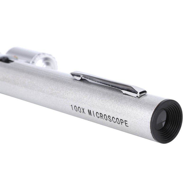 100X Pen Type Adjustable Focusing Portable LED Microscope Mini Magnifier