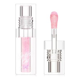 Tiejdhr Magic Color Changing Lip Oil, Warm Change Lip Gloss, Nourishing Lip Glow Oil Upgraded Big Brush Head Moisturizing Lip Oil Long Lasting & Non-Sticky Primer Lip Tint (Pink)