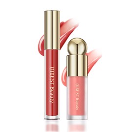 JUANPHEA Liquid Blush & Lip Gloss, Liquid Cream Blush Light Cream Blush Makeup, Shiny Moisturising Lip Gloss (03)