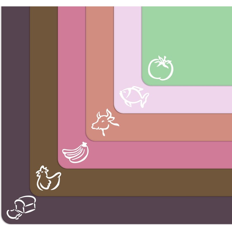 Extra Thick Pastel Flexible Plastic Cutting Board Mats with Food
