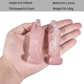 KYEYGWO Rose Quartz Crystal Madonna and Child Statue Virgin Mary Holding Baby Jesus Statue Figurine Religious Christian Catholic Decor for Church Home Office