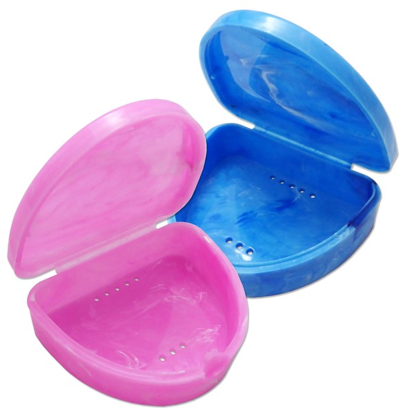 Slim Orthodontic Marble Dental Case x 2 - Colour Choices