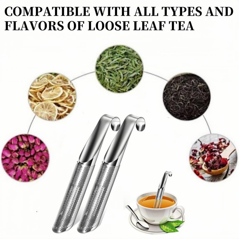 Jindizi Stainless Steel Stick Pipe Tea Steeper Strainer, with Cleaning