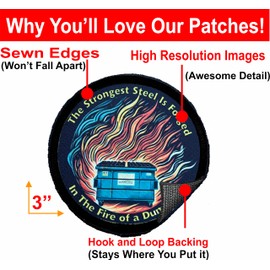 RedheadedTshirts – Dumpster Fire Steel Morale Patch – Funny Tactical Patch for Military Airsoft Gear, Police Vest, Backpack, Helmet & Army Accessories – Hook & Loop Morale Patch - Made in The USA