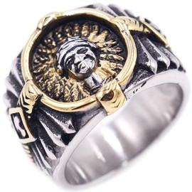 Indian Chief Ring for Men, Native American Indian Head Rings, Viking Buffalo Ring, Spirit Of The Warrior Ring, Indian Headdress Ring, Amulet Ring, Tribal Alloy Ring Jewelry Jewelry for Men Mens (11)