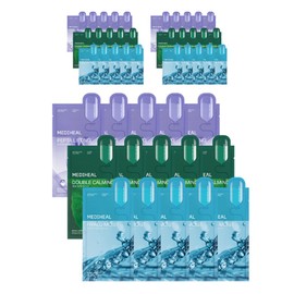 Mediheal Double Calming Water 5p + Hyalu Moist Essence 5p + Pepta Lifting Ampoule 5p Mask Pack Set, 15 Packs, 3 Sets / 메디힐 더블 카밍 워터 5p + 히알루 모이스트 에센스 5p + 펩타 리프팅 앰플 5p 마스크팩 세트, 15개입, 3세트