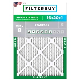 Filterbuy 16x20x1 Air Filter MERV 8 Dust Defense (1-Pack), Pleated HVAC AC Furnace Air Filters Replacement (Actual Size: 15.50 x 19.50 x 0.75 Inches)