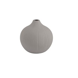 Storefactory - Vase, Flower Vase - Frog Baking - Ceramic - Ribbed - Colour: Light Grey - (Diameter x Height) 10 x 10 cm - Size: Small