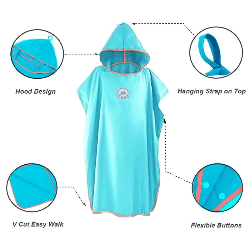 Hiturbo Poncho de Surf de Microfibra, Bata de Baño Cambiante