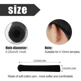 PEUTIER 4pcs Eyeglass Ear Cushions, Soft Knitted Cotton Anti Slip Temple Pads Eyeglass Temple Tips Eyeglass Pads Behind The Ear Eyewear Retainer Glasses Arm Sleeve for Sunglasses Glasses (Black)