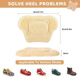 Heel pad shoes for children, 6 pieces, cute heel holder, children's heel pads for too large shoes, shoe reducer for girls and boys