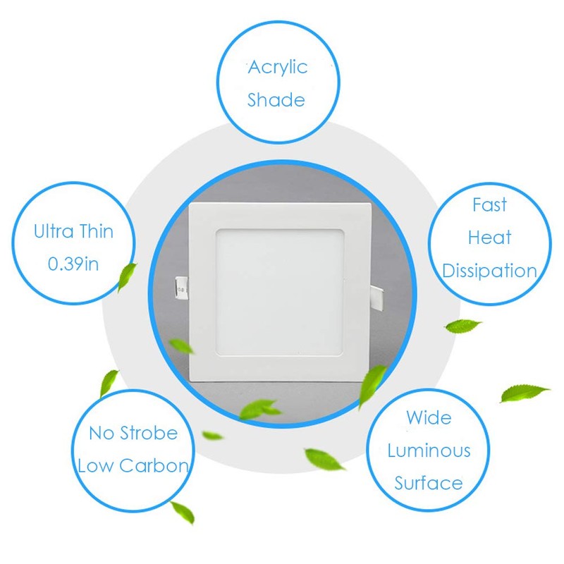 Aolyty 18W Ultra Thin LED Ceiling Panel Light 8" Recessed