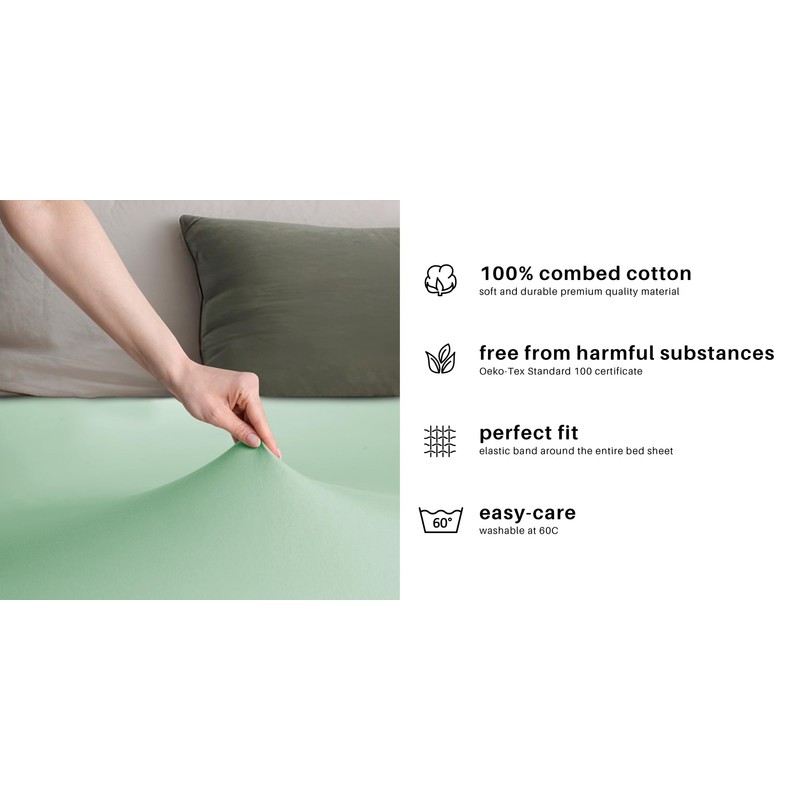 DecoKing Fitted Sheet Super King Cotton Jersey Boxspring, Amber Collection,