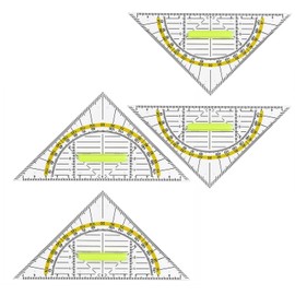 Neoreser Set of 4 Set Squares, Flexible Geo Circle Template, with Handle 16 cm, Suitable for Use in School Office