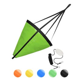 BLUEWING 32" Drift Sock Sea Anchors with Buoy Ball Float Leash 840D Nylon Parachute Fishing Drogue for Marine/Jet Ski/Sail Boat Green