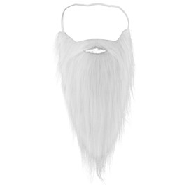 FR Self-Adhesive Fake Mustache and Eyebrows Combo, Natural Looking Fake Beard for Costume, Cosplay & Parties (Long Version White)