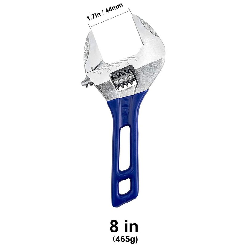 LSLANSOON ワイドモンキーレンチ 200mm 口幅44mm パイプレンチ 水道 水栓レンチ 万能レンチ 軽量 調節可能