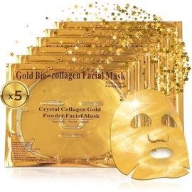 Crystal Collagen Gold Gel Face Mask 24k - Lujosa Mascarilla de Gel Antienvejecimiento - Mascarilla de Tela - Hidratante y Rejuvenecedora - Reduce Líneas Finas, Ojeras y Ojos Hinchados