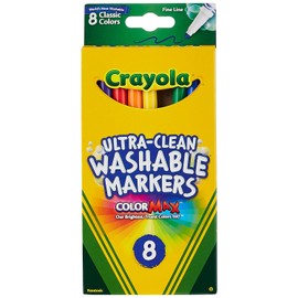 Crayola® Ultra-Clean Washable Color Markers, Thin Line, Assorted Classic Colors, Box Of 8