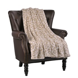 Home Soft Things Throw Blanket Flannel Nika Couch Cover, 60" x 70", Safari