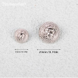 Framendino, 30 Pack Silver Metal Lion Head Buttons Vintage Sewing Button for Blazer 15mm 23mm