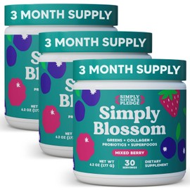 Simply Blossom Nutrition - Daily Greens & Superfood Powder + Collagen + Probiotics for Women's Digestive Health & Bloating Relief. Help Your Health Bloom - 3 Month Supply