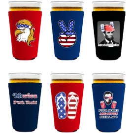 Patriotic USA Pint Glass Coolie Designs 6 Pack