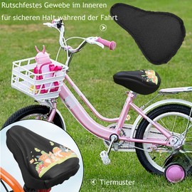 IFUDE Soft children's bicycle saddle with gel seat cushion, stable and breathable, animal pattern, size 22 x 15 cm, for most children's bicycles, tricycles waterproof cover