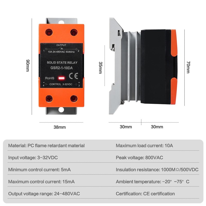 DEWIN Solid State Relay, Solid State Relay with Cooler 10A