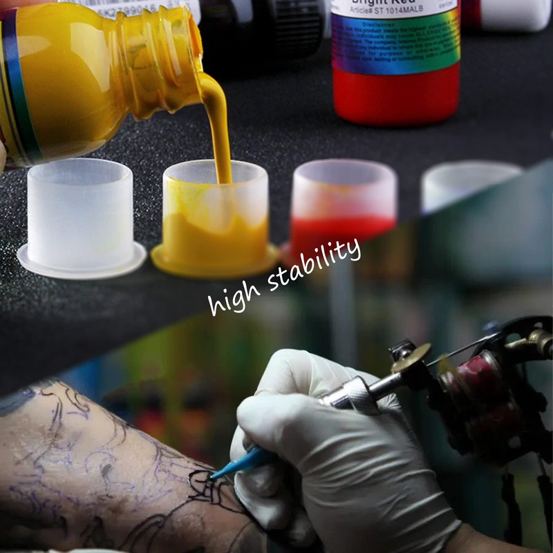 Yuronam 300PCS Medium Tatoo Ink Caps with Base Plastic Pigment