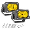 LTEODCHEW 3 Inch LED Pod Lights Yellow 2PCS Off Road