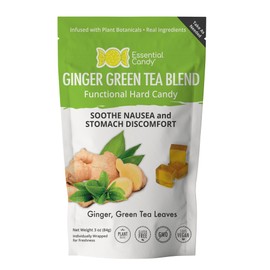Ginger Green Tea Blend Functional Hard Candy | Nausea, Stomach Discomfort | Organic Ginger, Green Tea Leaves | Gluten-Free, Non-GMO, Vegan - 24 Count (Pack of 1)