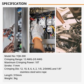 VAIDPRO 10 Ton Hydraulic Crimping Tool, Range 12 AWG-2/0 AWG, Hydraulic Crimper with 9 Pairs of Dies for Hydraulic Wire Battery Cable Electrical Terminal Crimping Tool