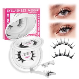 Magnetic Eyelashes, Magnetic Lashes, Natural, Reusable, No Glue, No Glue or Eyeliner, Easy to Wear, 4 Magnetic Points are Stronger Eye Shape (2 Pairs, Merry+Pure)
