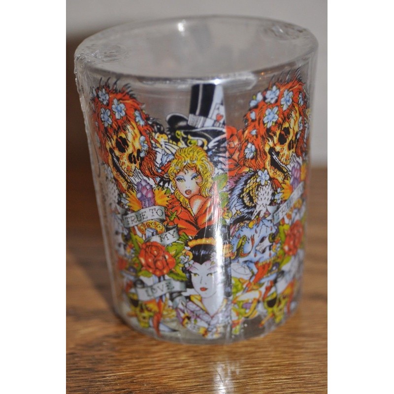 3 Ed Hardy Large Round Shot Glass SCENTED CANDLES tealight
