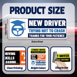 3pcs New Driver Magnet for Car, Funny Student Driver Magnet Please Be Patient Student Driver Magnets, Removable Rookie Safety Attention Sign, Magnetic Bumper Sticker Accessories