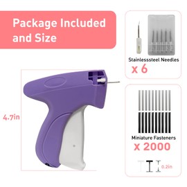 Rpuzonier Stitchy Gun for Clothes, Stitchy Quick Clothing Fixer Tagging Gun Mini Stitch Gun for Clothes Quick Stitch Sewing Gun, Includes 6 Needle, 1000 Black Fasteners & 1000 White Fastener (Purple)