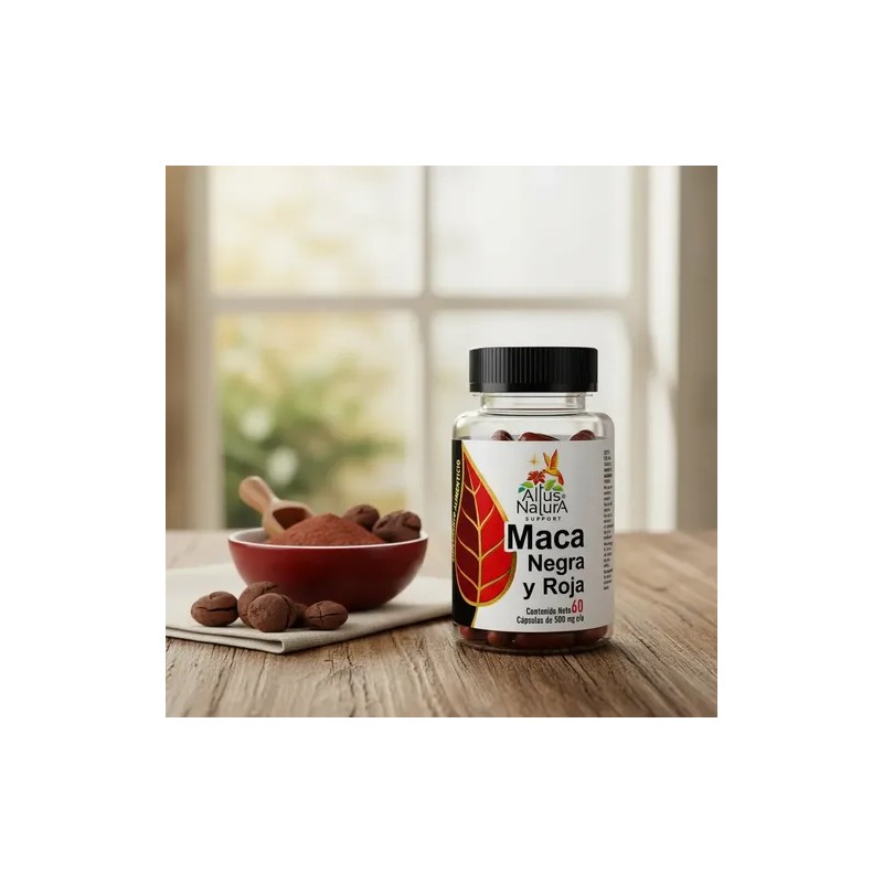 Suplemento Alimenticio Maca Negra Y Roja 500 Mg 60 Capsulas
