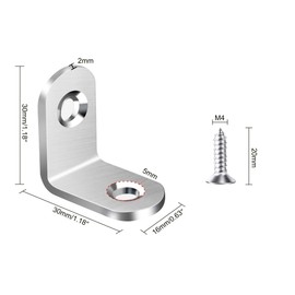 16pcs L Brackets Corner Brace, 30mmx30mm Heavy Duty Small Brackets, Stainless Steel Right Angle Brace, 90 Degree for Wood Shelves Dressers Chairs with 40pcs Screws (1.18 x 1.18 inch)