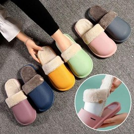 Wool Fleece Washable Cozy Couple Indoor Slippers Button EVA Fleece Slippers (Gray) L
