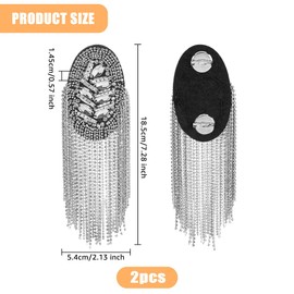 SUPERFINDINGS 2Pcs Rhinestone Tassel Epaulets Detachable Shoulder Badges Iron Retro Platinum Shoulder Brooch for Men and Women Cloth Uniform Accessories,185x54mm
