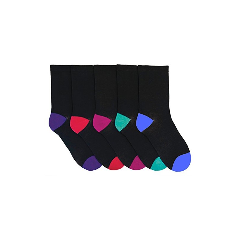 RJM Ladies 5 Pack Cotton Rich Socks Black with Multicoloured