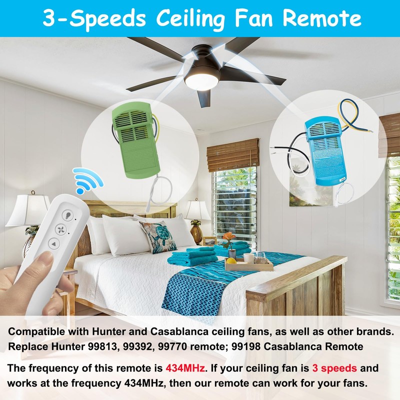 Ceiling Fan Remote Control Replacement for Hunter 99770 99392 99813,