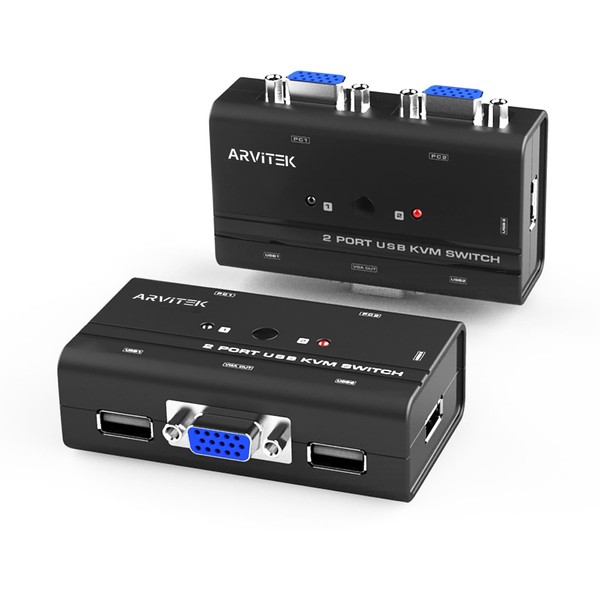 VGA KVM Switch 2 Port, USB KVM Switcher 2 in
